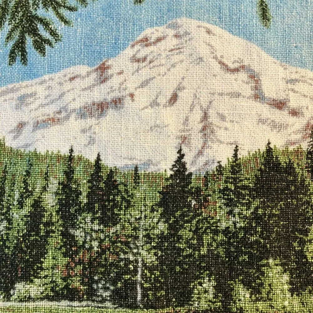 VTG 1975 Kay Dee Calendar Linen Tea Towel Mountain “The Beauty Seen Is Partly..”